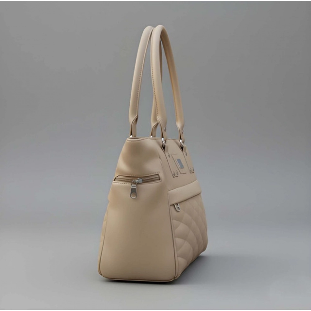 generic women's pu leather solid shoulder zipper handbag (beige) generic women's pu leather solid shoulder zipper handbag (beige)