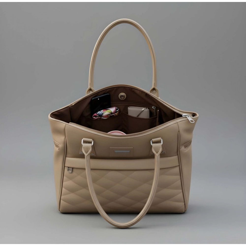 generic women's pu leather solid shoulder zipper handbag (beige) generic women's pu leather solid shoulder zipper handbag (beige)