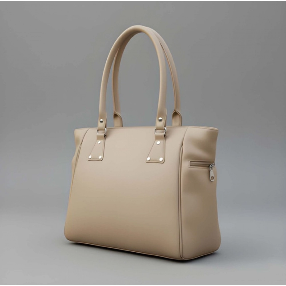 generic women's pu leather solid shoulder zipper handbag (beige) generic women's pu leather solid shoulder zipper handbag (beige)
