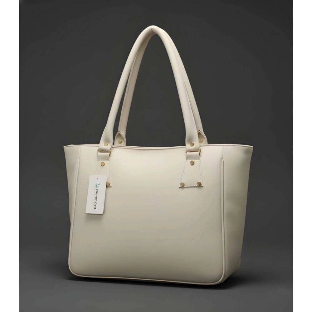generic women's pu leather solid shoulder zipper handbag (cream) generic women's pu leather solid shoulder zipper handbag (cream)