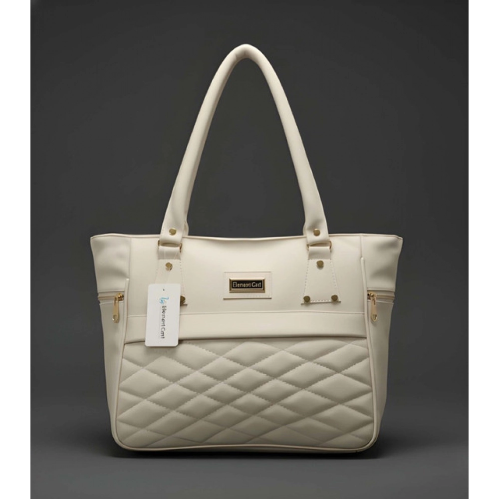 generic women's pu leather solid shoulder zipper handbag (cream) generic women's pu leather solid shoulder zipper handbag (cream)