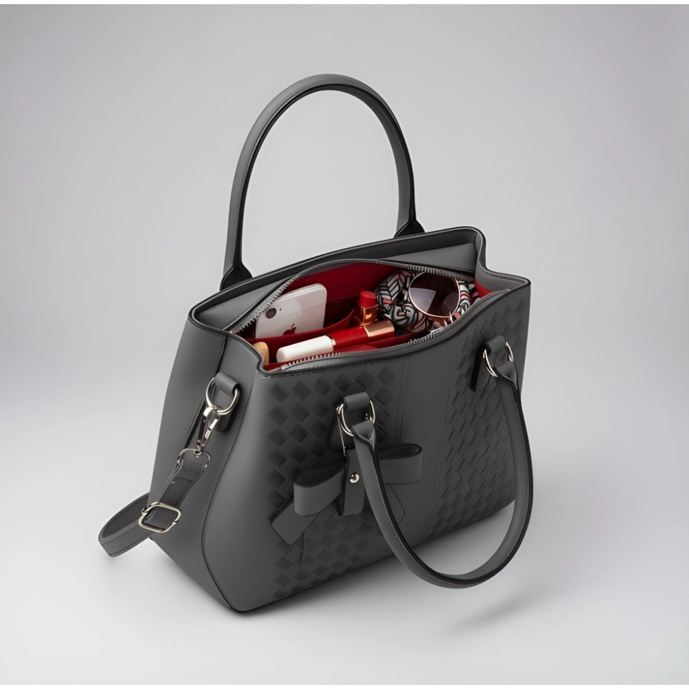 generic women's pu leather solid shoulder zipper handbag (grey) generic women's pu leather solid shoulder zipper handbag (grey)