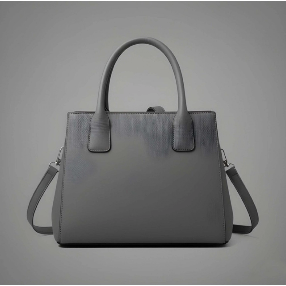 generic women's pu leather solid shoulder zipper handbag (grey) generic women's pu leather solid shoulder zipper handbag (grey)