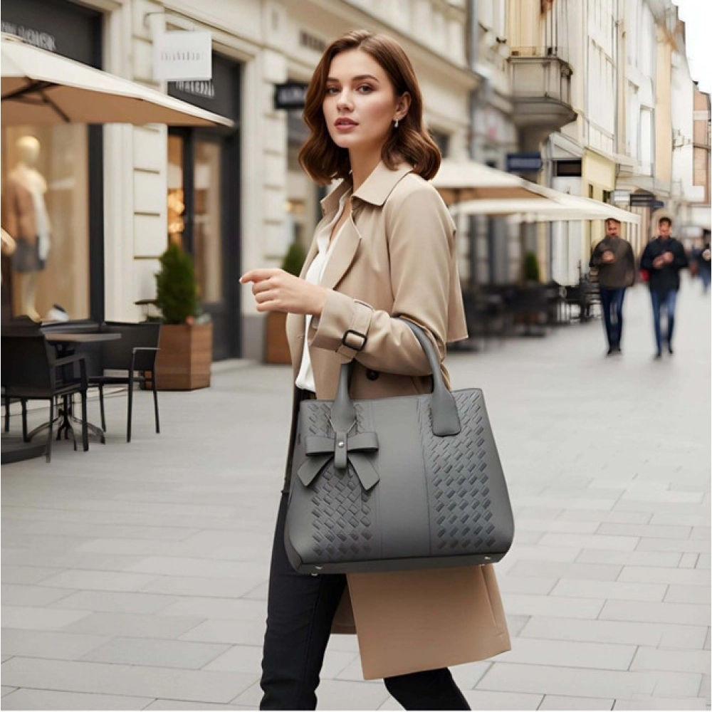 generic women's pu leather solid shoulder zipper handbag (grey) generic women's pu leather solid shoulder zipper handbag (grey)