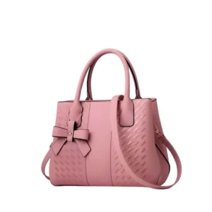 generic women's pu leather solid shoulder zipper handbag (pink)