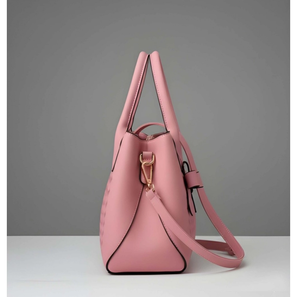generic women's pu leather solid shoulder zipper handbag (pink) generic women's pu leather solid shoulder zipper handbag (pink)