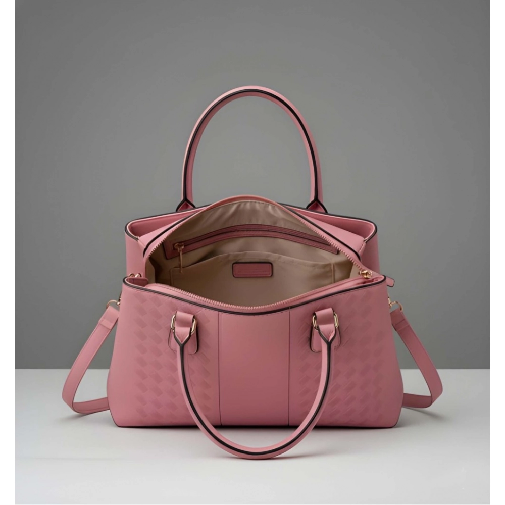 generic women's pu leather solid shoulder zipper handbag (pink) generic women's pu leather solid shoulder zipper handbag (pink)