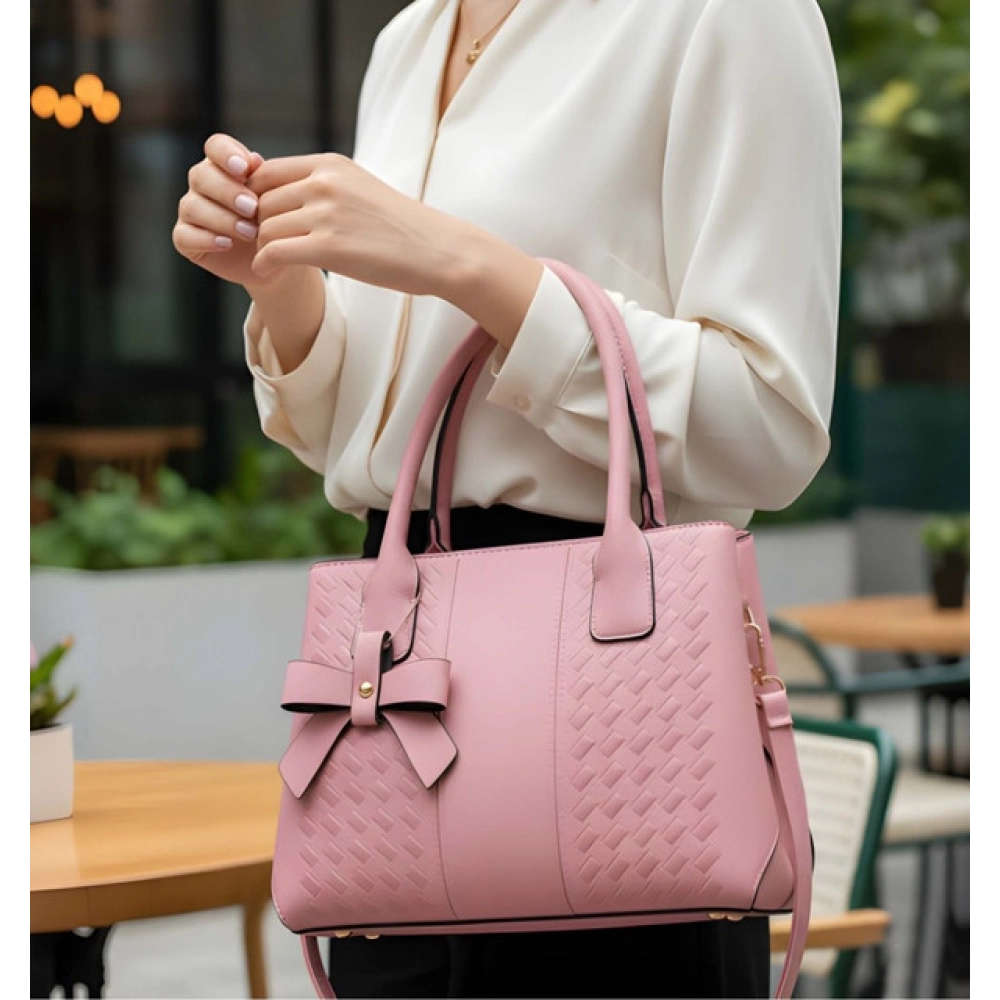 generic women's pu leather solid shoulder zipper handbag (pink) generic women's pu leather solid shoulder zipper handbag (pink)