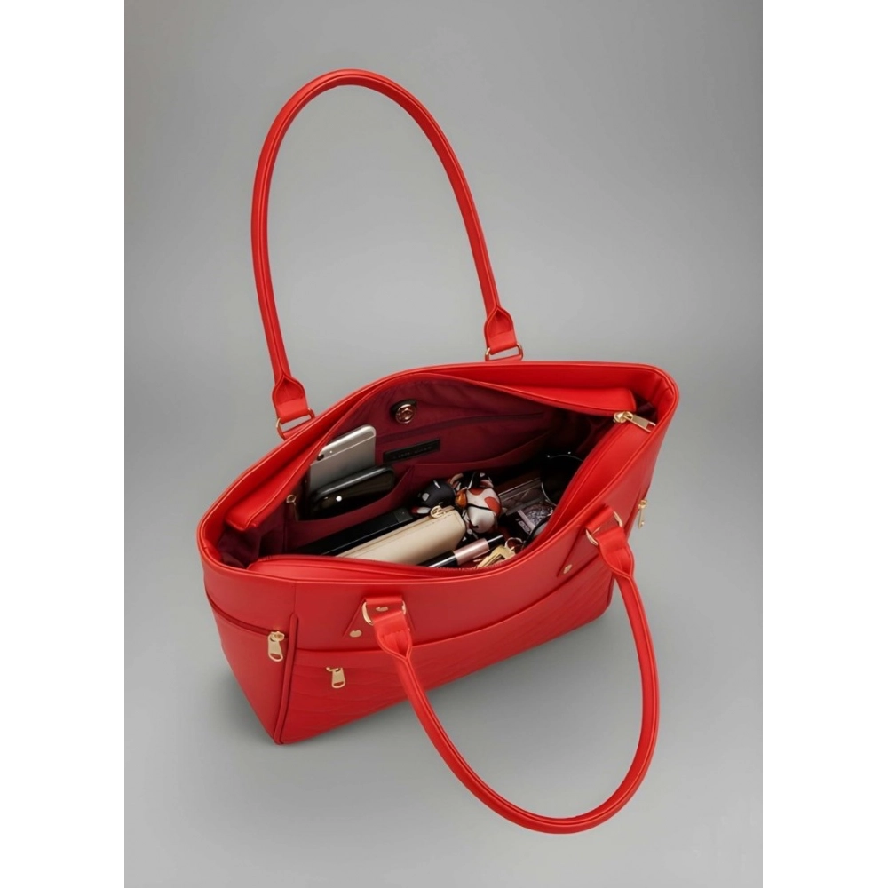 generic women's pu leather solid shoulder zipper handbag (red) generic women's pu leather solid shoulder zipper handbag (red)