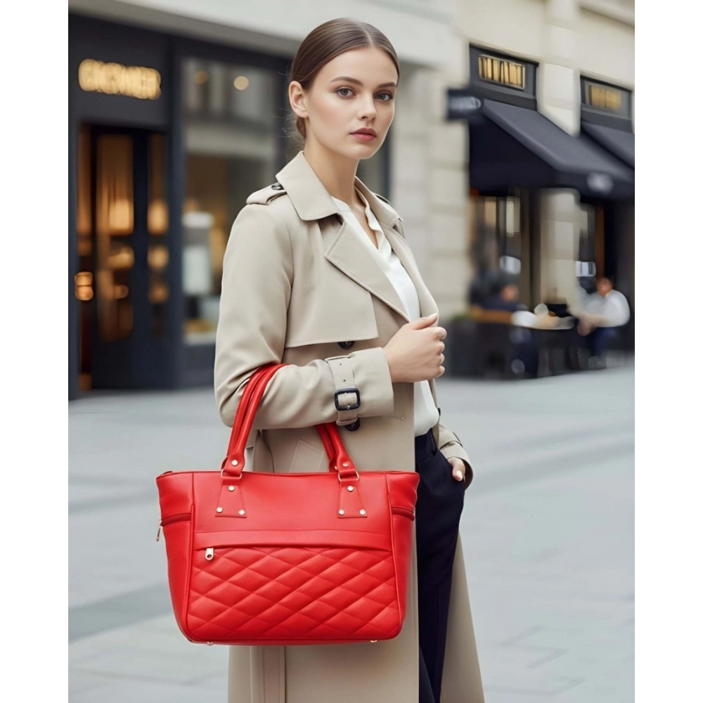 generic women's pu leather solid shoulder zipper handbag (red) generic women's pu leather solid shoulder zipper handbag (red)