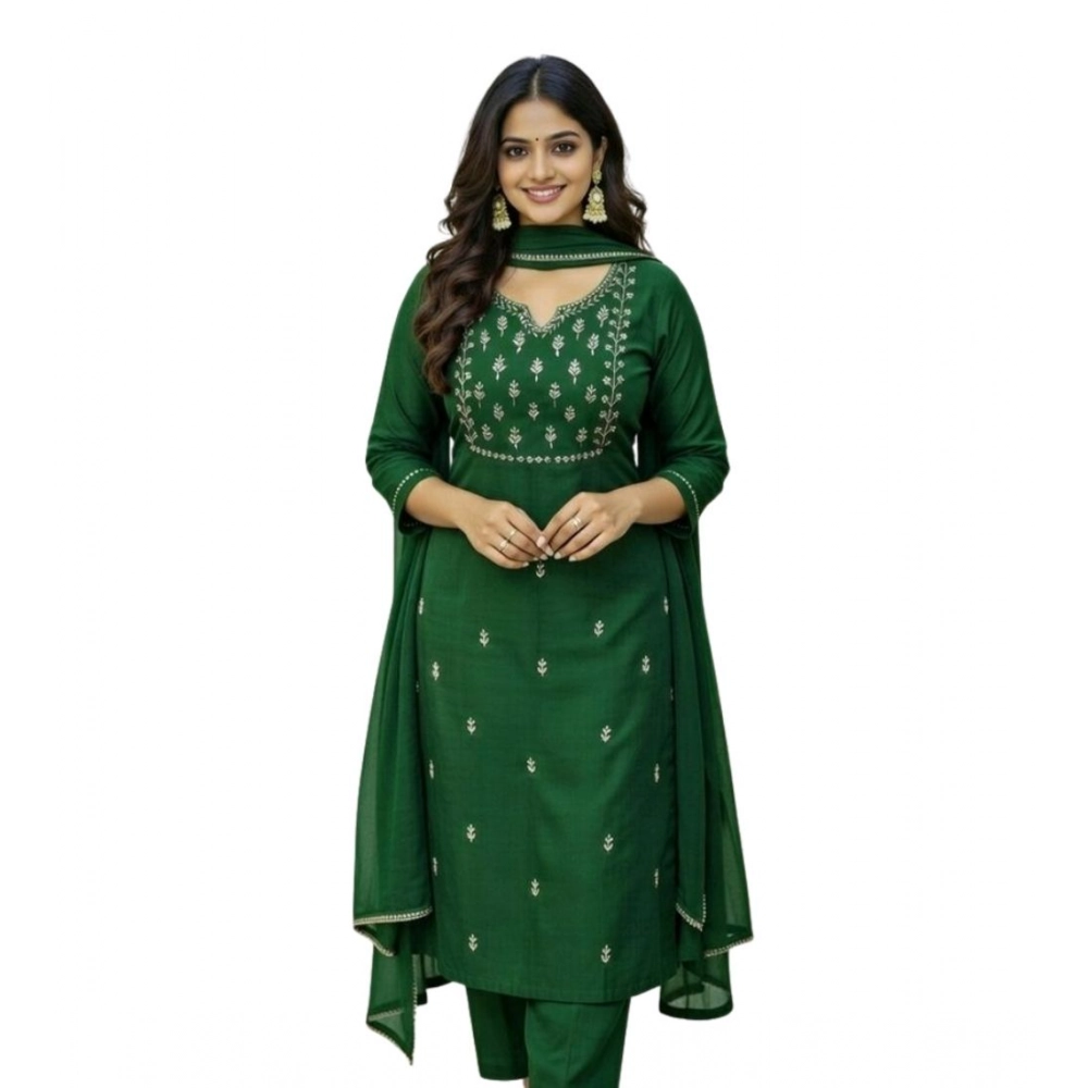 generic women's georgette ethnic motif round 3/4th sleeve kurti with pant dupatta set (green) generic women's georgette ethnic motif round 3/4th sleeve kurti with pant dupatta set (green)