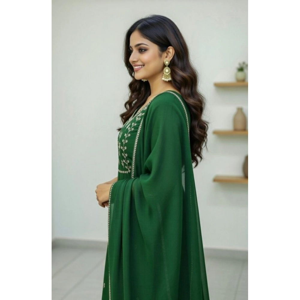 generic women's georgette ethnic motif round 3/4th sleeve kurti with pant dupatta set (green) generic women's georgette ethnic motif round 3/4th sleeve kurti with pant dupatta set (green)