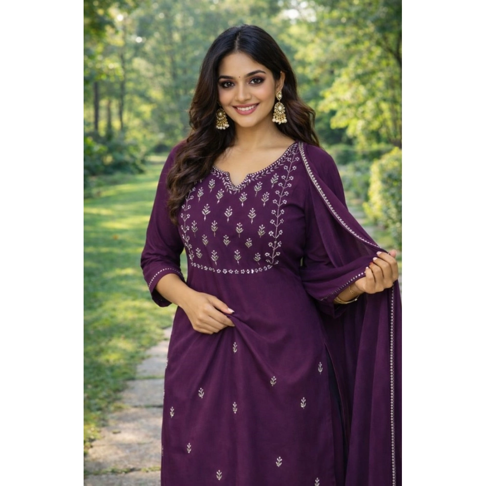 generic women's georgette ethnic motif round 3/4th sleeve kurti with pant dupatta set (magenta) generic women's georgette ethnic motif round 3/4th sleeve kurti with pant dupatta set (magenta)
