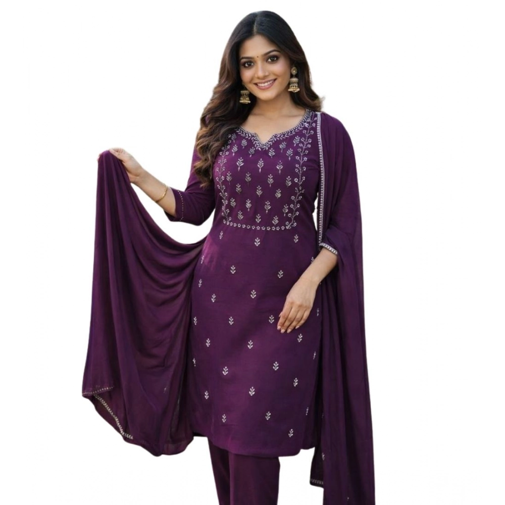 generic women's georgette ethnic motif round 3/4th sleeve kurti with pant dupatta set (magenta) generic women's georgette ethnic motif round 3/4th sleeve kurti with pant dupatta set (magenta)