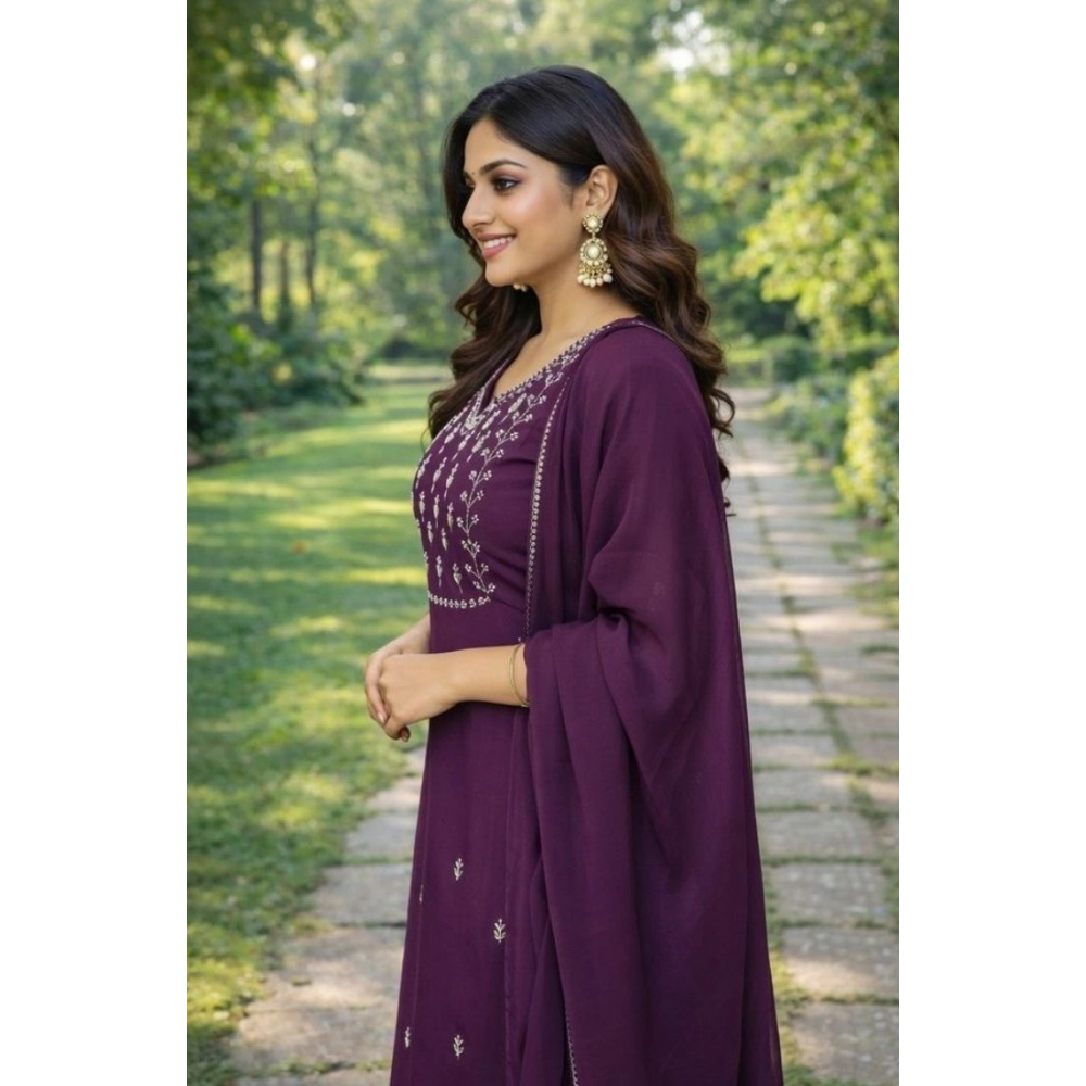 generic women's georgette ethnic motif round 3/4th sleeve kurti with pant dupatta set (magenta) generic women's georgette ethnic motif round 3/4th sleeve kurti with pant dupatta set (magenta)
