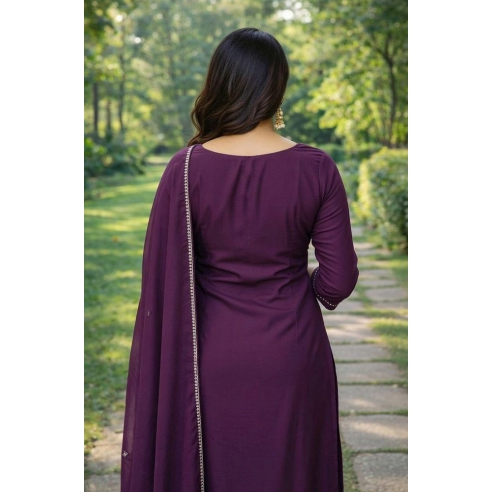 generic women's georgette ethnic motif round 3/4th sleeve kurti with pant dupatta set (magenta) generic women's georgette ethnic motif round 3/4th sleeve kurti with pant dupatta set (magenta)