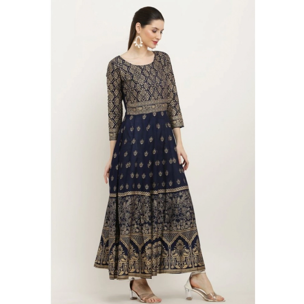 generic women's casual rayon 3 4th sleeves anarkali kurti (blue) generic women's casual rayon 3 4th sleeves anarkali kurti (blue)