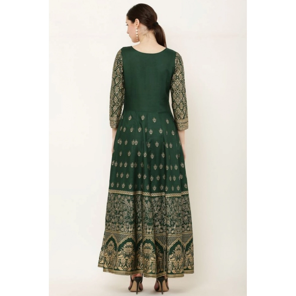 generic women's casual rayon 3 4th sleeves anarkali kurti (green) generic women's casual rayon 3 4th sleeves anarkali kurti (green)