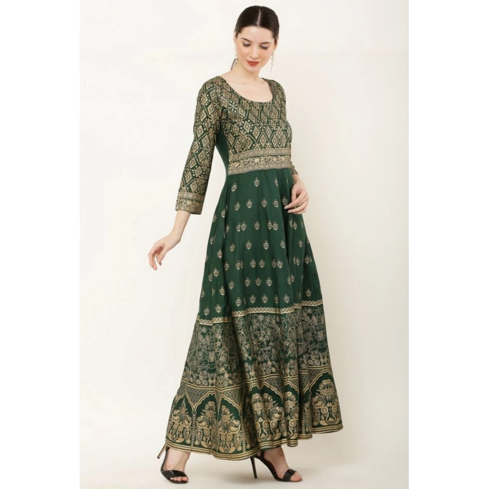 generic women's casual rayon 3 4th sleeves anarkali kurti (green) generic women's casual rayon 3 4th sleeves anarkali kurti (green)