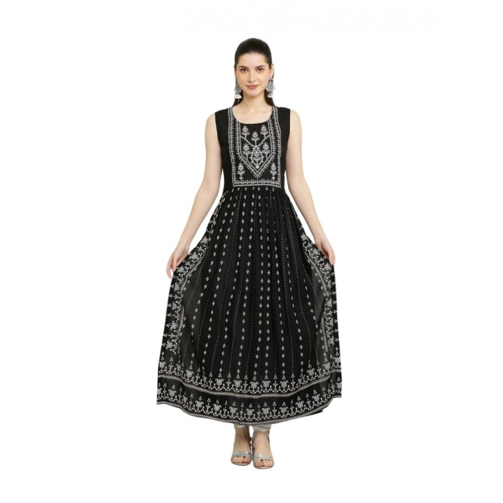 generic women's casual rayon sleeveless kurti (black) generic women's casual rayon sleeveless kurti (black)