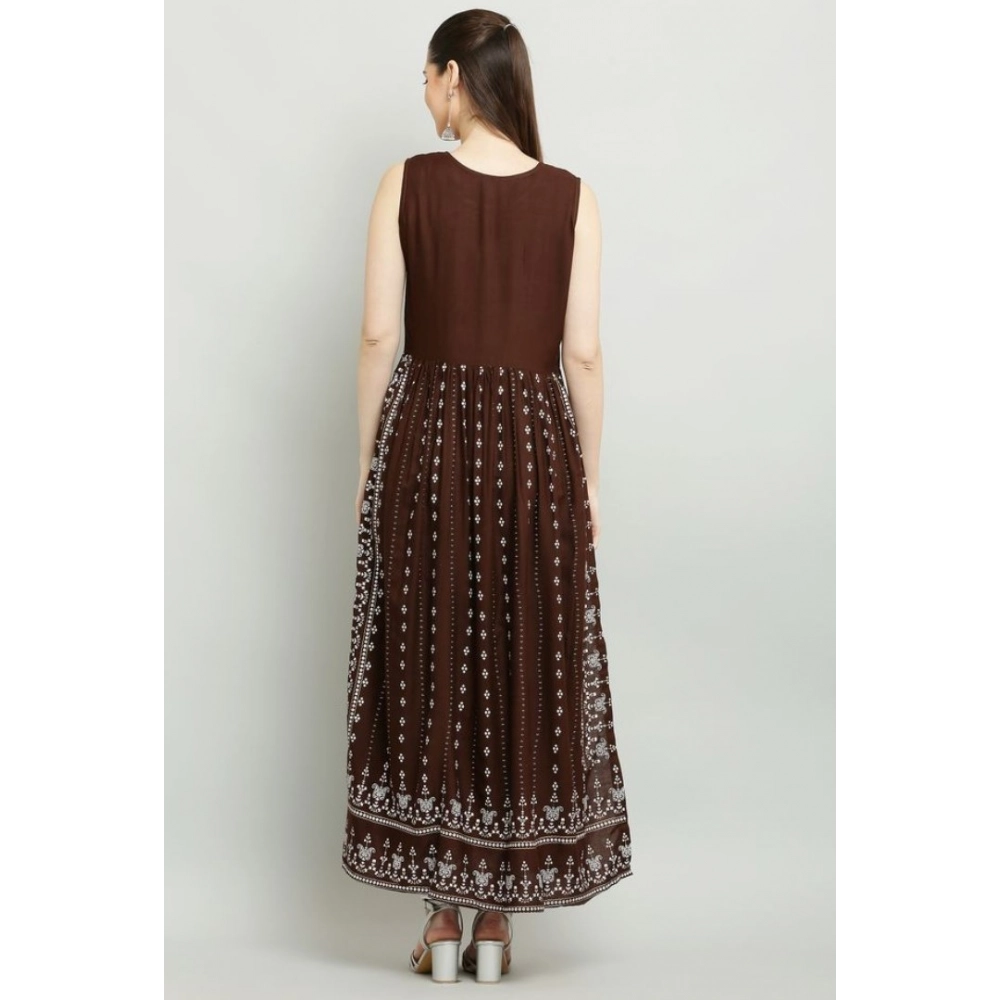 generic women's casual rayon sleeveless kurti (brown) generic women's casual rayon sleeveless kurti (brown)