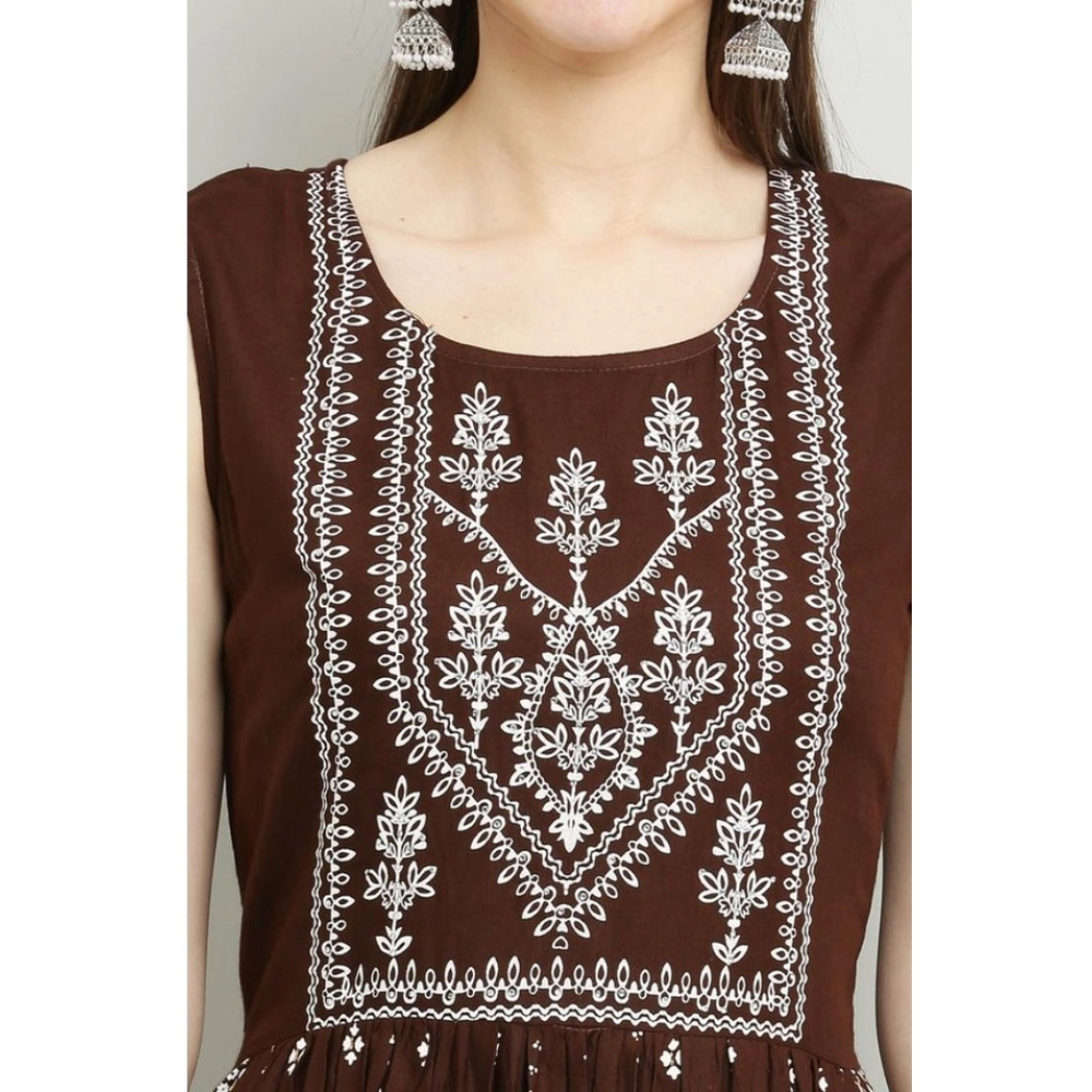 generic women's casual rayon sleeveless kurti (brown) generic women's casual rayon sleeveless kurti (brown)