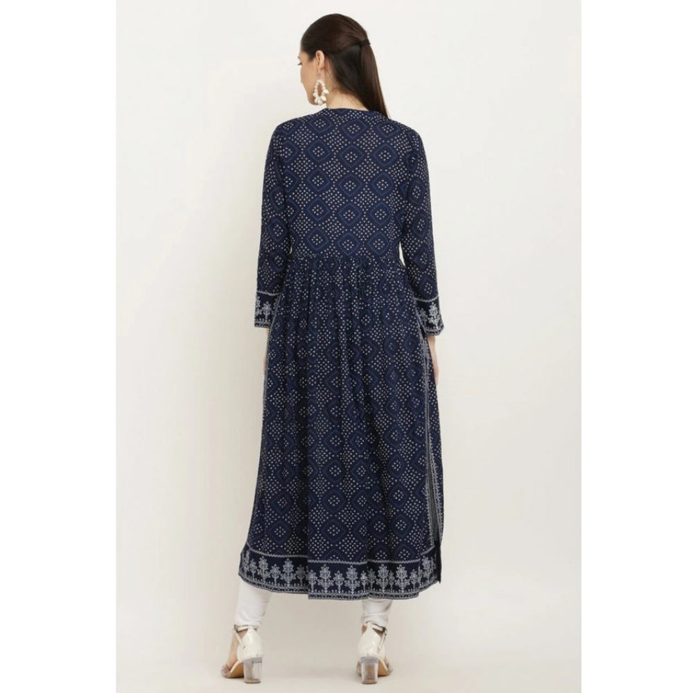 generic women's casual rayon full sleeve kurti (blue) generic women's casual rayon full sleeve kurti (blue)