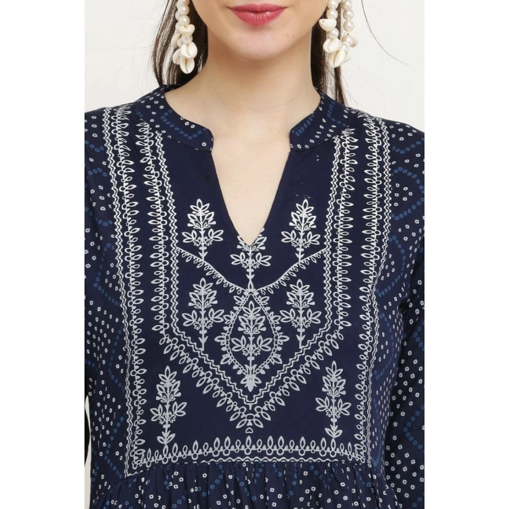 generic women's casual rayon full sleeve kurti (blue) generic women's casual rayon full sleeve kurti (blue)
