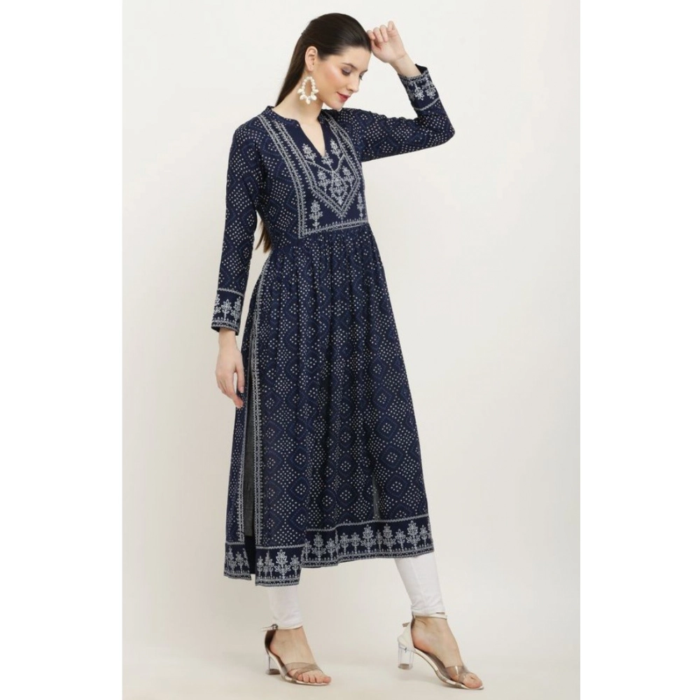 generic women's casual rayon full sleeve kurti (blue) generic women's casual rayon full sleeve kurti (blue)