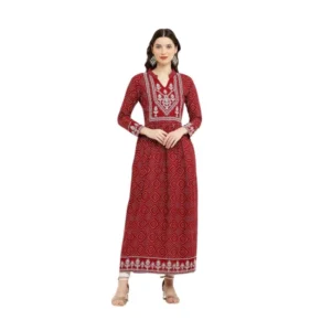 generic women's casual rayon full sleeve kurti (maroon)